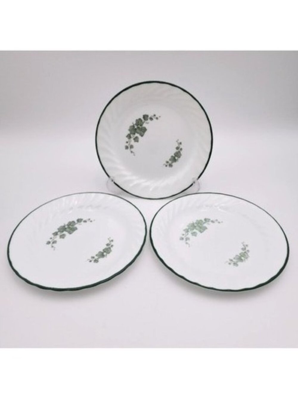 Set of 3 Corelle Callaway Salad Bread Plate 7.25 In Green White Ivy